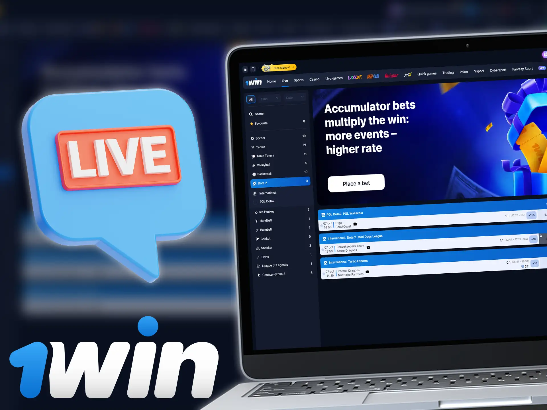 1win offers an exceptional experience in live betting on esports.