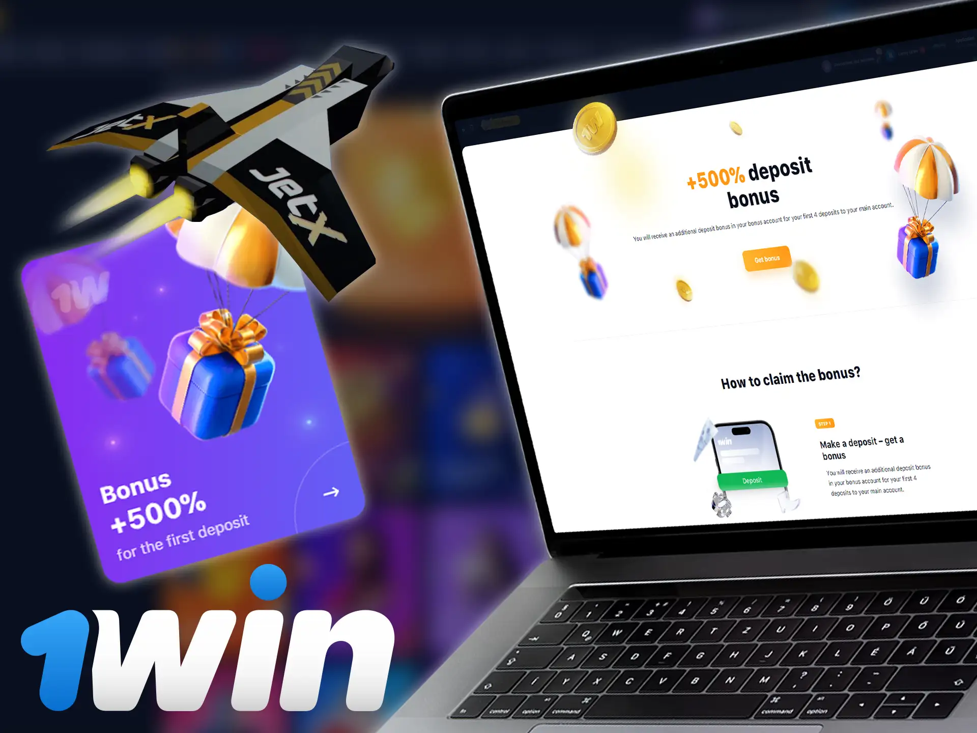 1win offers its users bonuses for playing JetX.