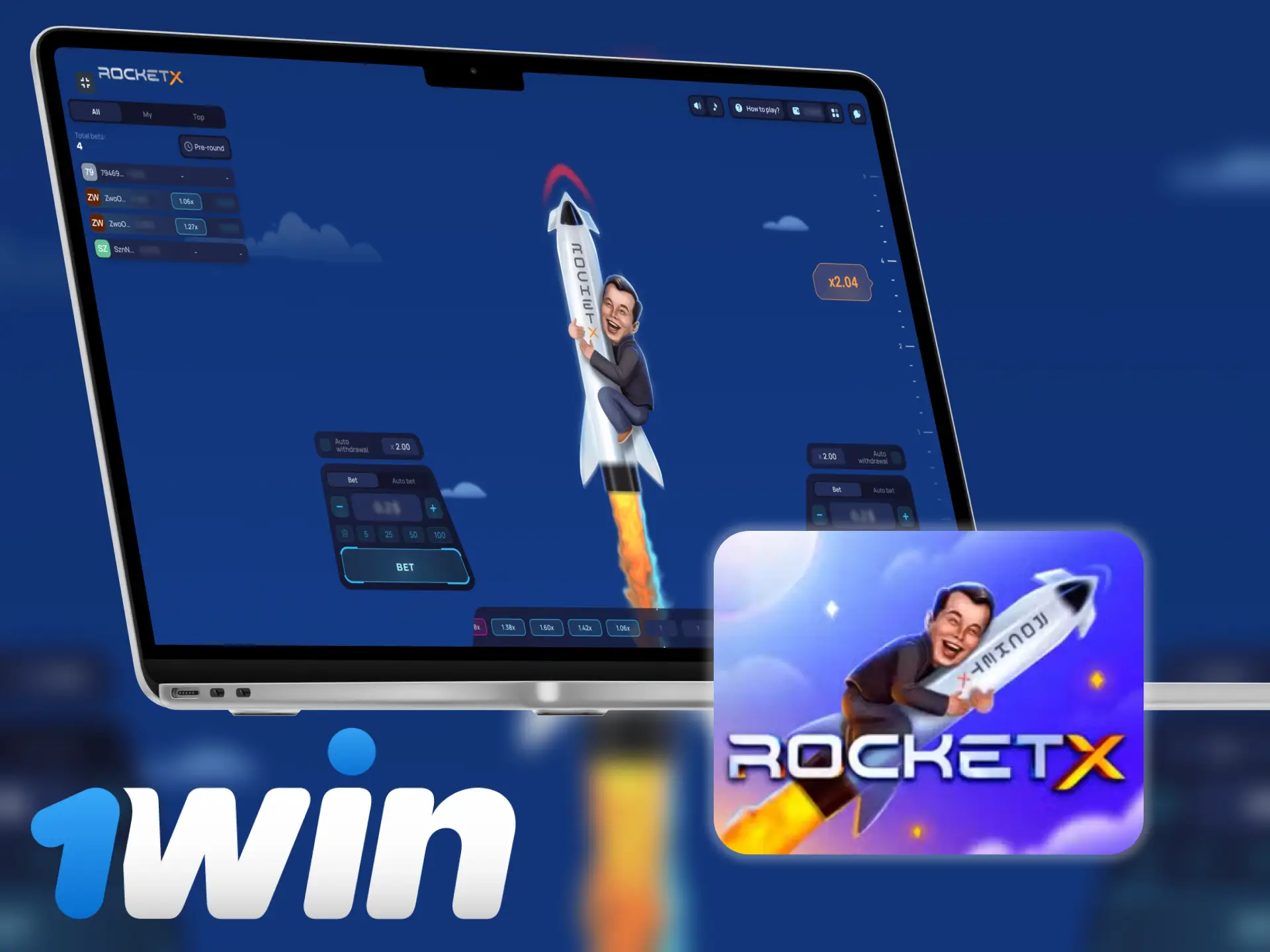 Play Rocket X crash game from the developer 1Win.