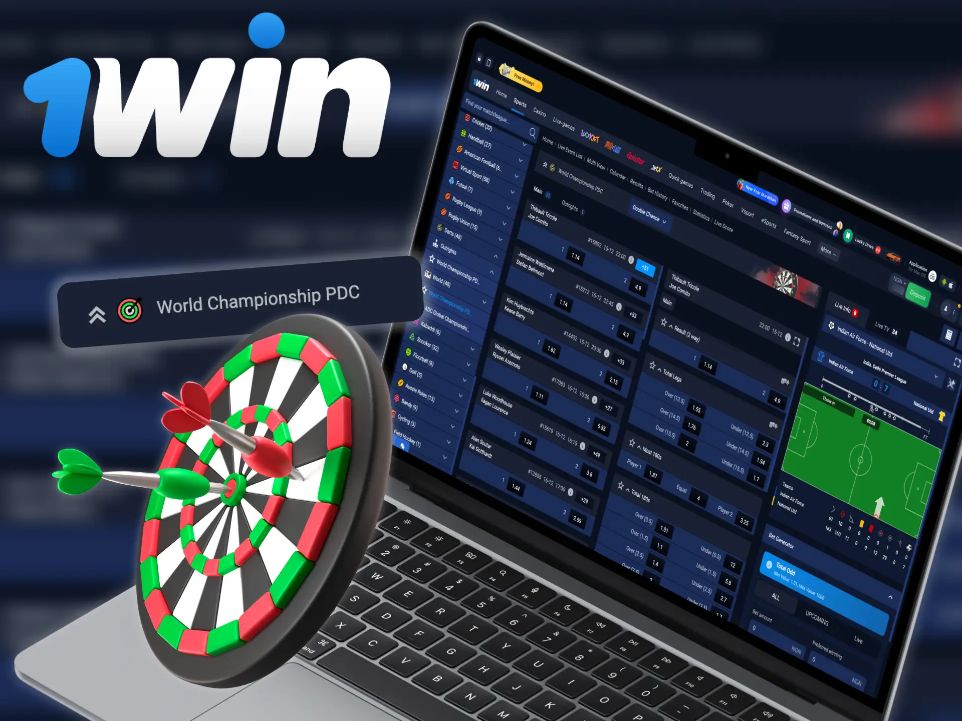 You can bet on darts competitions on 1Win website.