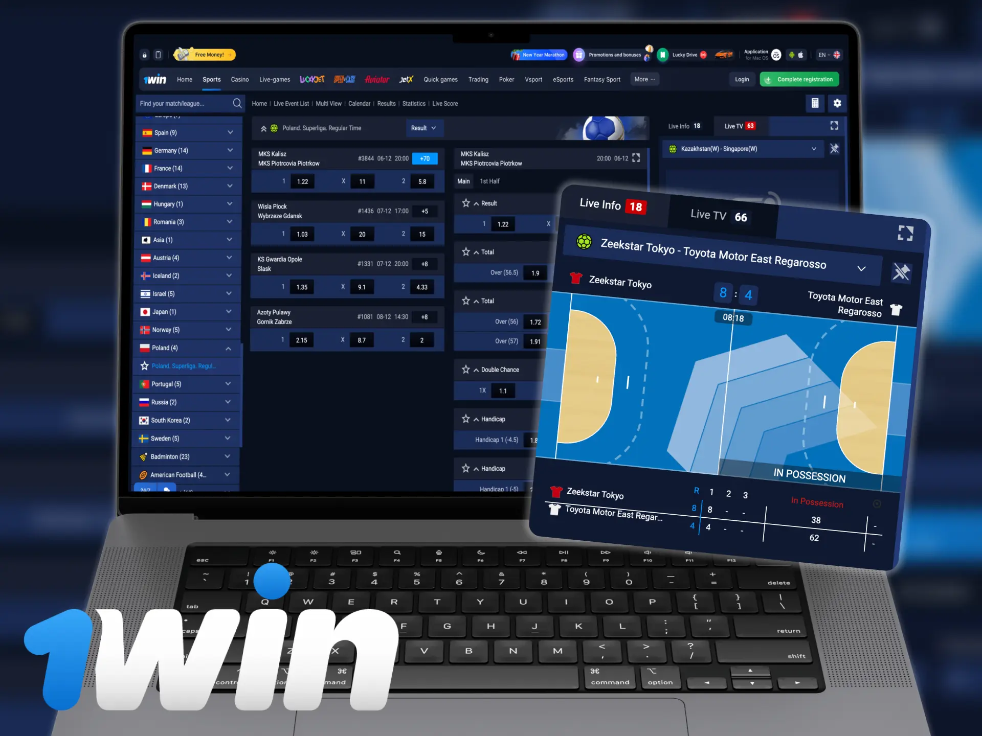 1win live betting offers a large selection of bet types.