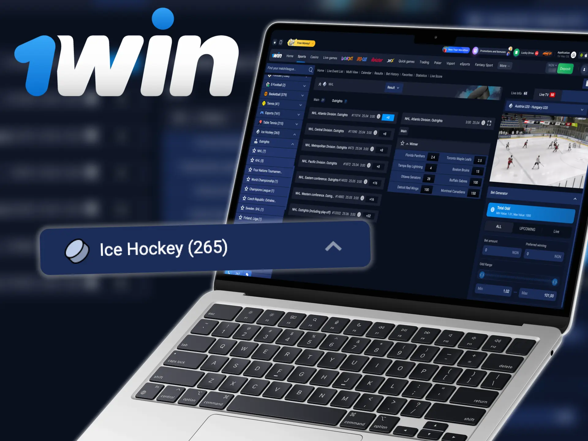 Have the opportunity to bet on ice hockey at 1win.