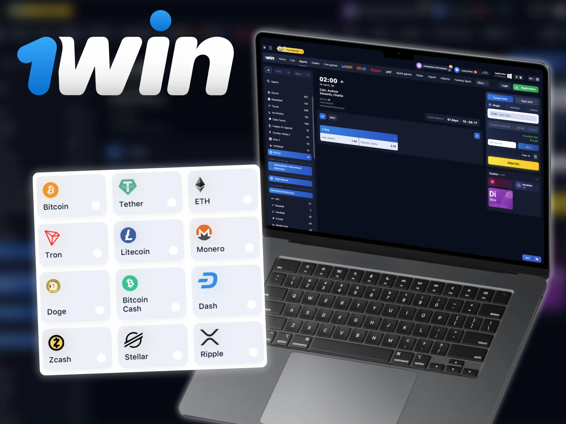 1win offers a wide range of payment options for betting on boxing matches.