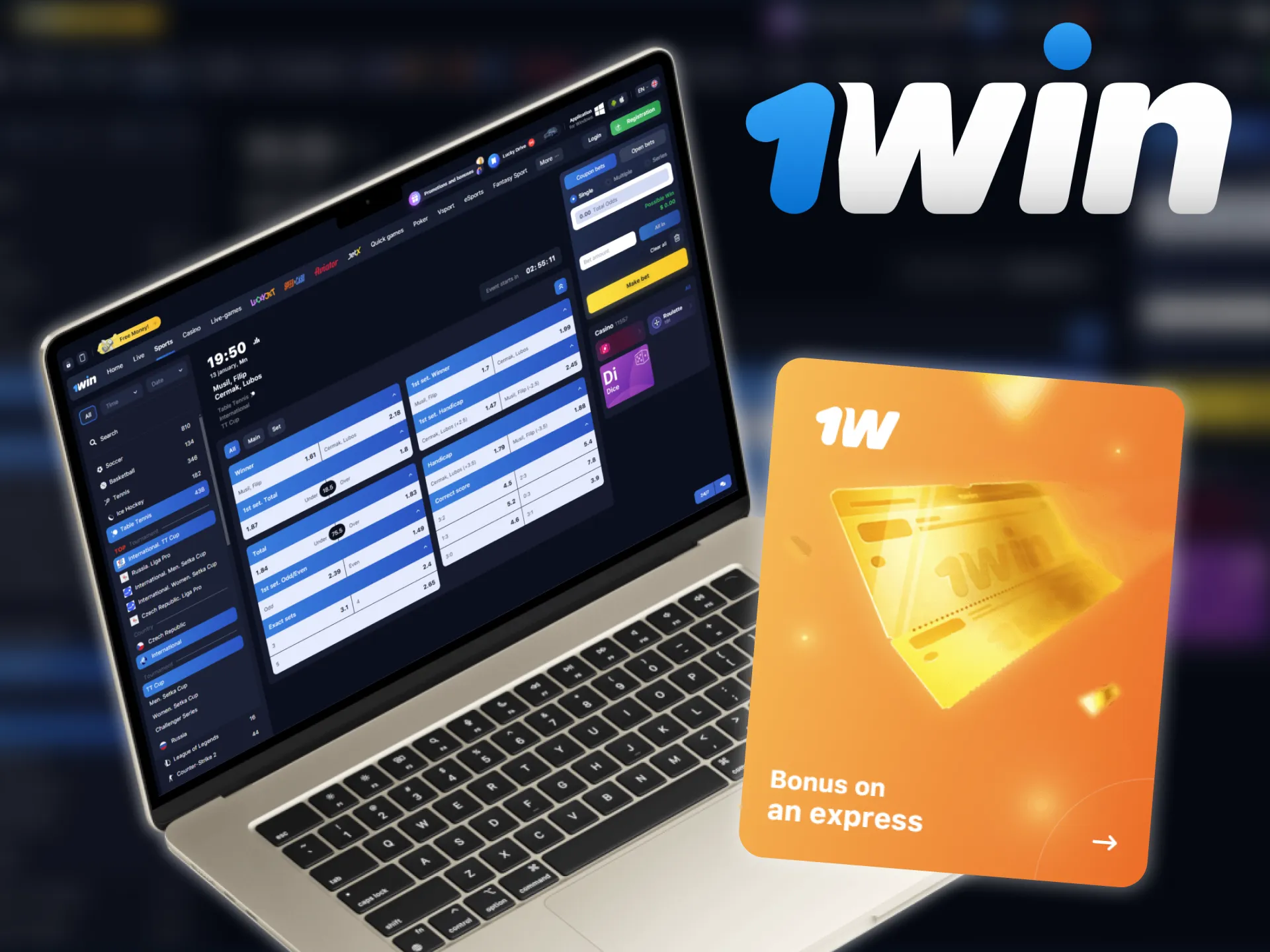 1win offers a special promotion to new players who place bets on table tennis.