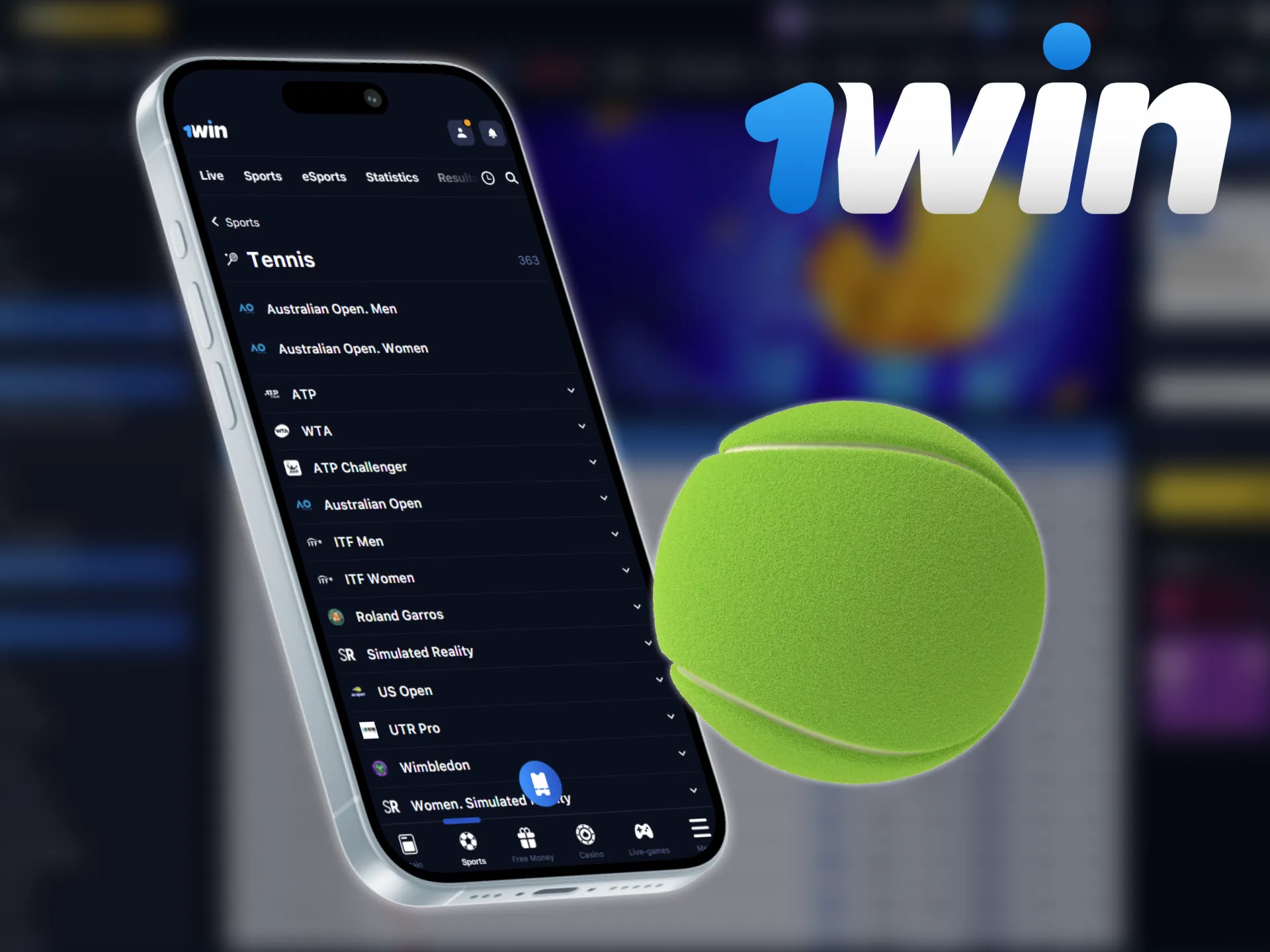 Employ the 1win mobile application for placing bets on tennis matches.