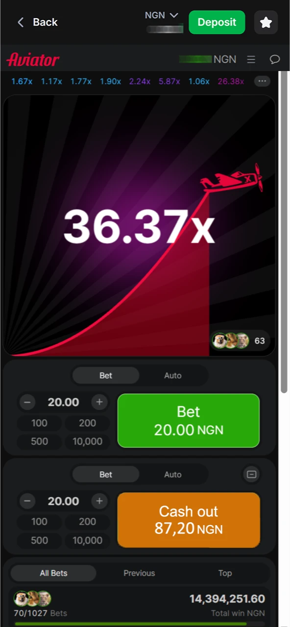 Playing Aviator on the official 1win website, cash out your bet at the right moment.