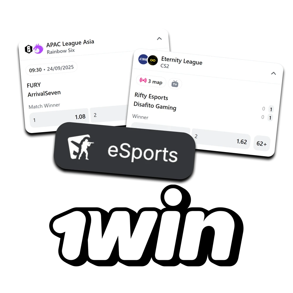 1win is one of the most popular platform for betting on esports.
