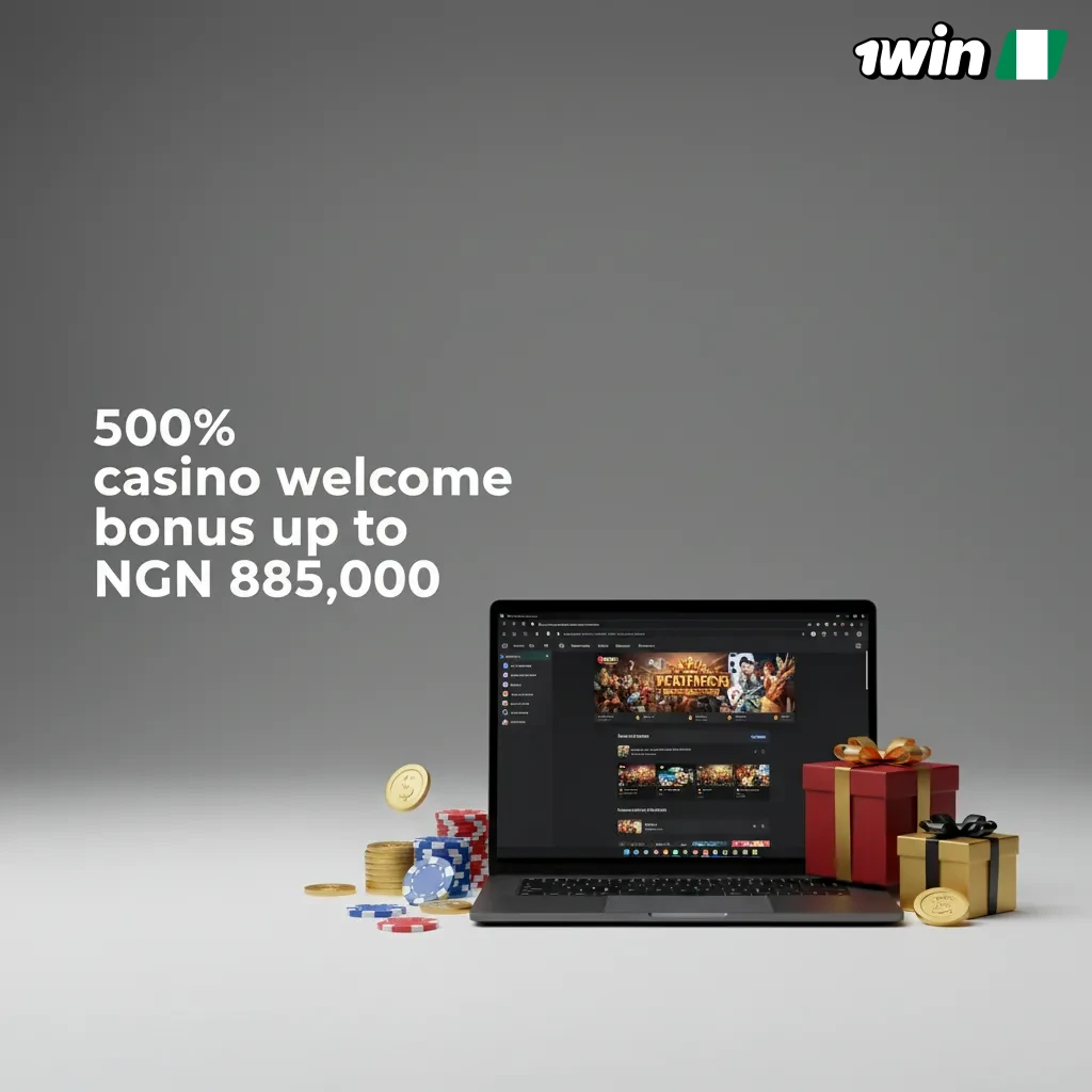 500% casino welcome bonus up to ₦885,000 for new 1win players in Nigeria. First deposit offer; terms apply.