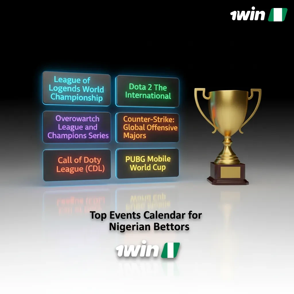 Top esports events calendar for Nigerian bettors listing tournaments for Dota 2, CS2, LoL, Valorant, StarCraft II, MLBB, R6.