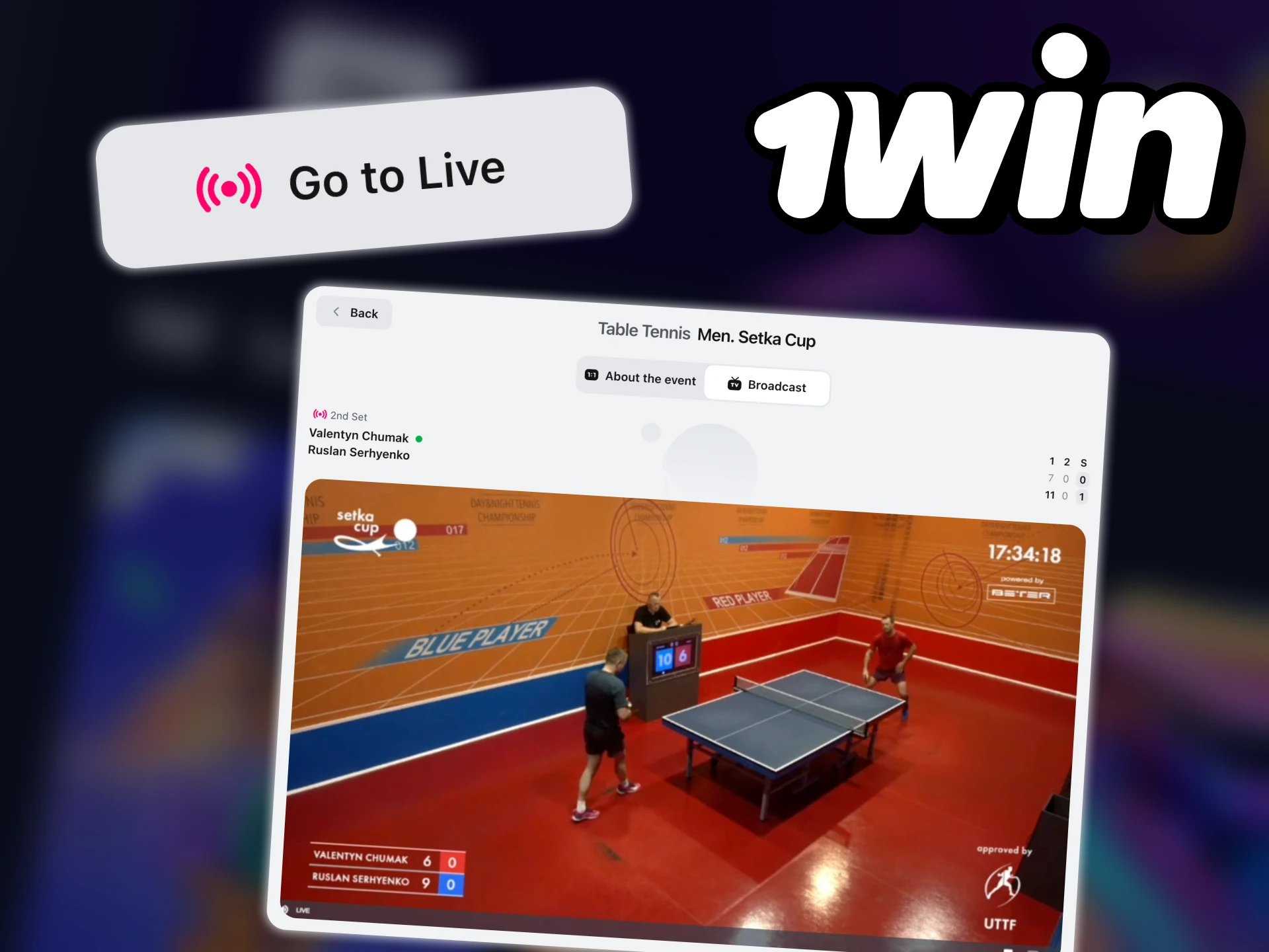 1win offers a wide range of online table tennis betting options based on its significant experience.