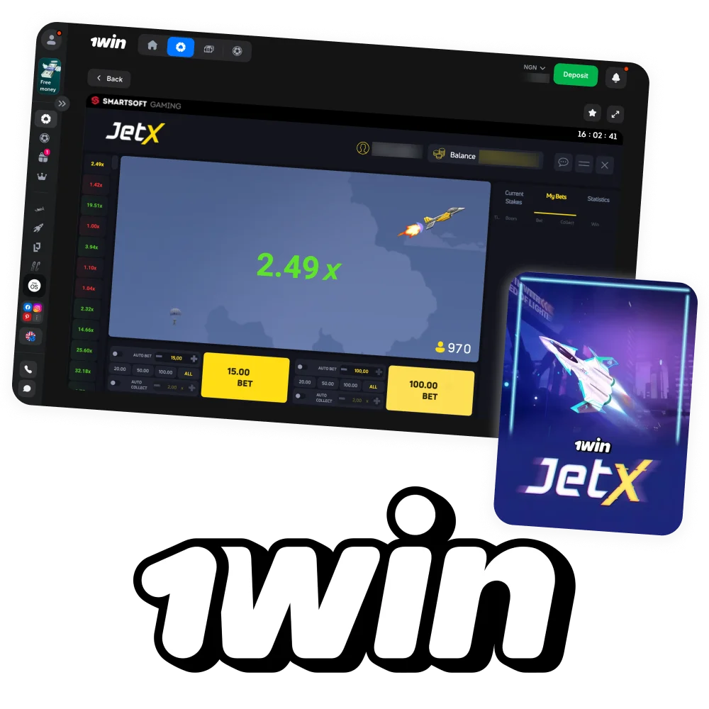 On the 1win website you can play the popular crash game JetX.
