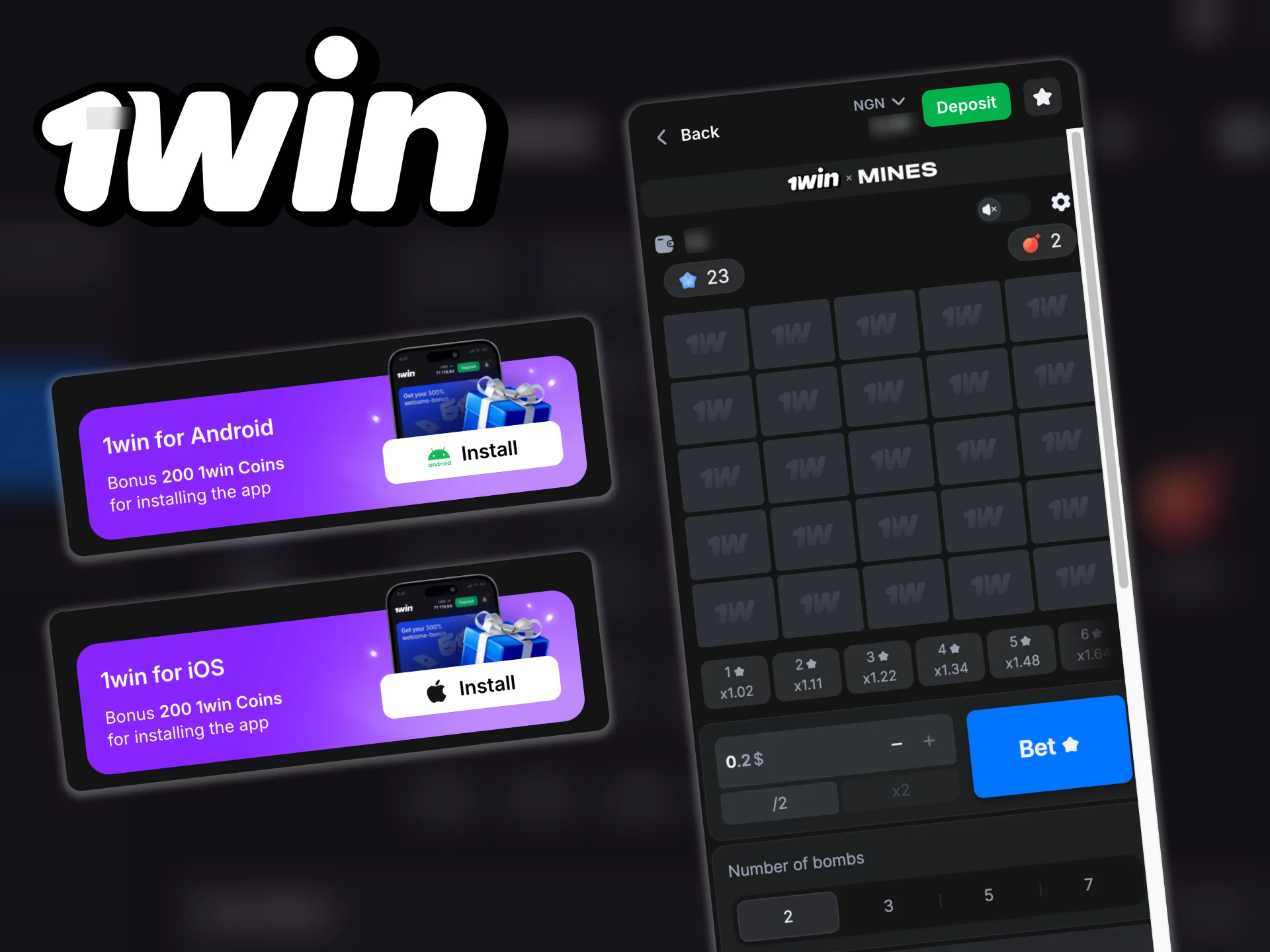 Enjoy the 1win Mines game from your mobile device.